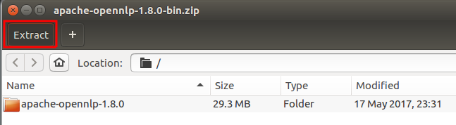 Extract contents from OpenNLP zip - www.tutorialkart.com