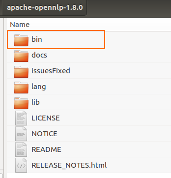 OpenNLP bin - www.tutorialkart.com