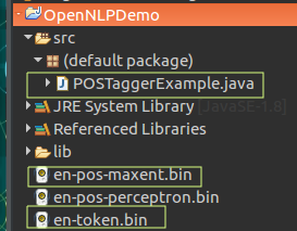 Structure of the project - POS Tagger Example in Apache OpenNLP