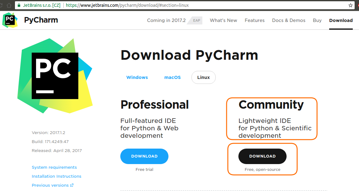 PyCharm Download - Python IDE Setup - Python Tutorial - www.tutorialkart.com