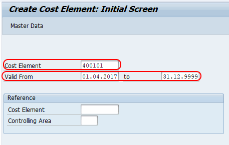 cost element assignment to value field