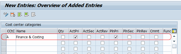 Define Cost Center Categories in SAP