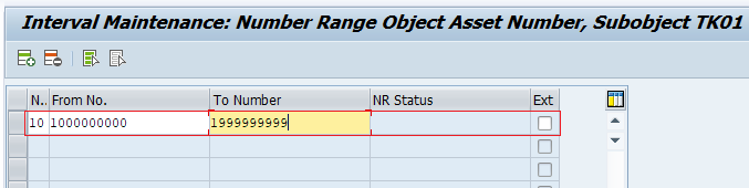 Maintain Number Range Intervals for Assets in SAP