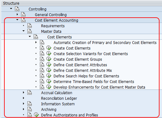 cost element assignment to value field