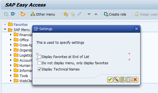 SAP Transaction codes in favorites