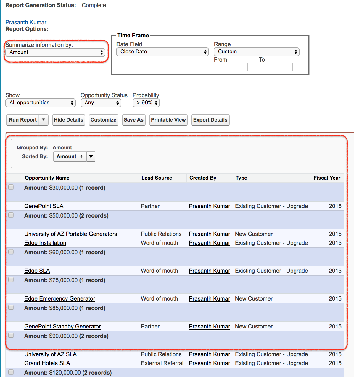 Salesforce Report builder