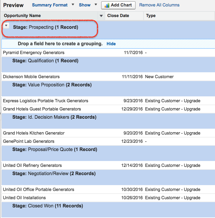 Summary reports in Salesforce