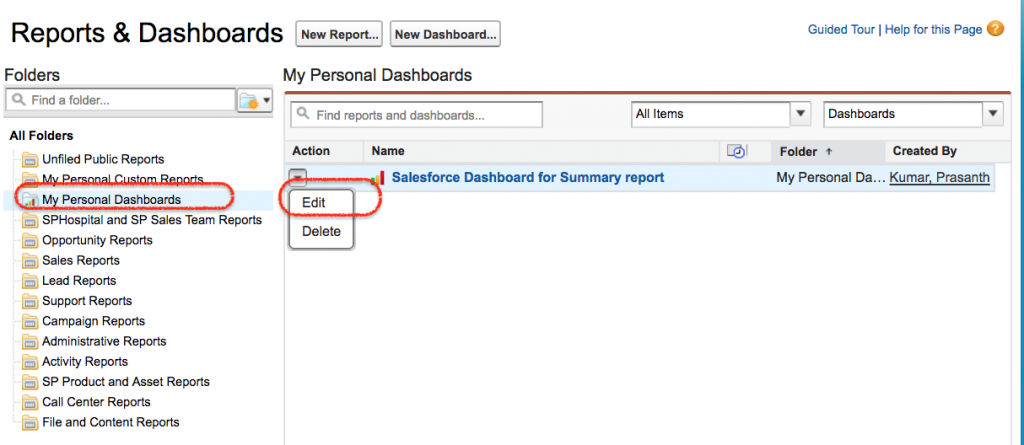 Dashboard in salesforce