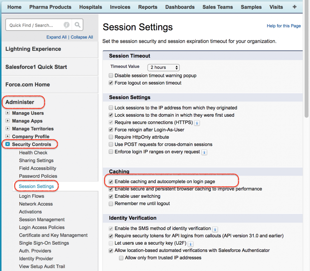 Enable caching and on SFDC login page