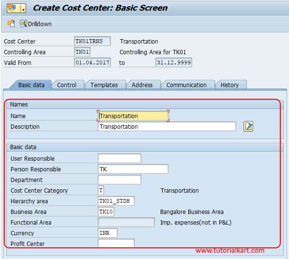 sap account assignment cost center