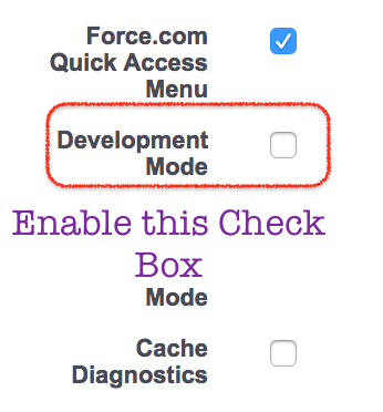 Enable Development mode in Salesforce