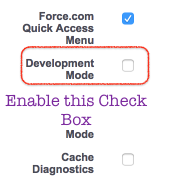 Enable Development mode in Salesforce 