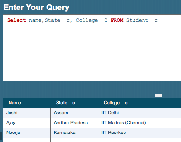 First soql statement using force.com explorer