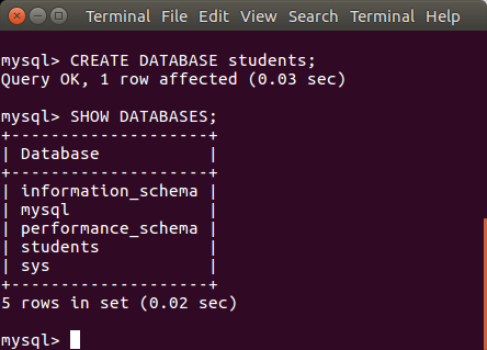 vytvoření databáze v MySQL - MySQL Tutorial- www.tutorialkart.com