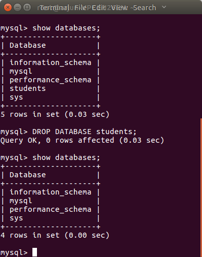 Drop or Delete a DATABASE in MySQL - MySQL Tutorial - www.tutorialkart.com
