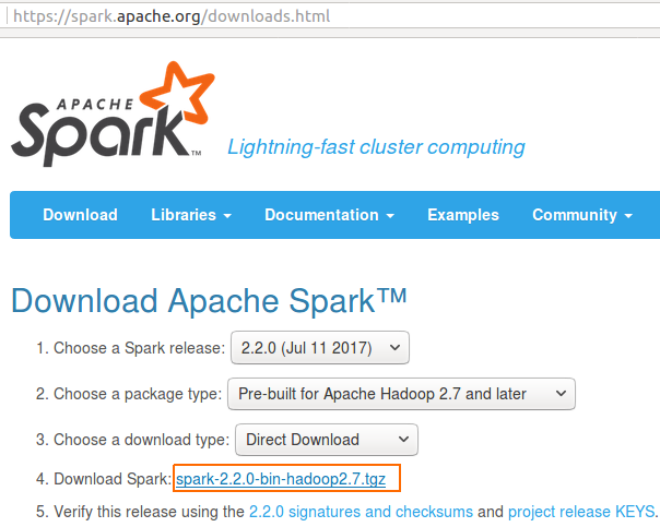 Download Apache Spark for Setup - Apache Spark Tutorial - www.tutorialkart.com