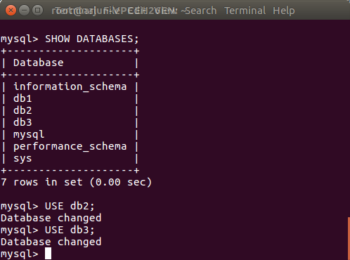 Select a DATABASE in MySQL - USE DATABASE