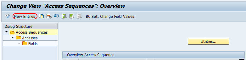Access sequences new entries SAP