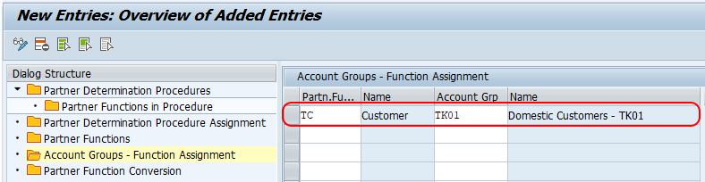 Assign partner function account group SAP