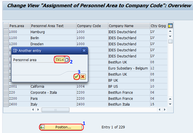 Assign personnel area to company code in SAP