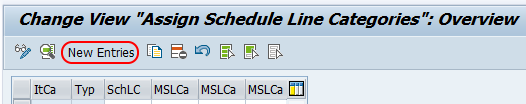 Assign schedule line categories - new entries SAP