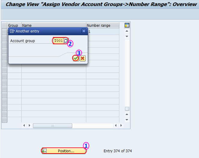 Assign vendor account groups number range SAP