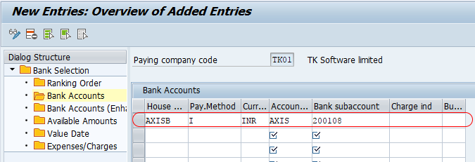 Bank determination of bank accounts SAP