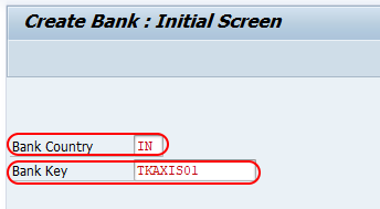 Create bank initial screen SAP