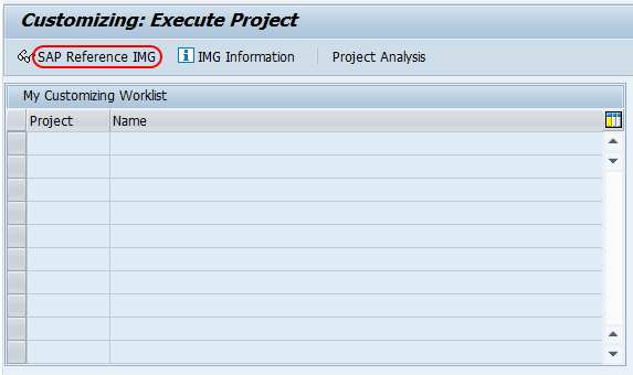 Execute project - sap reference IMG