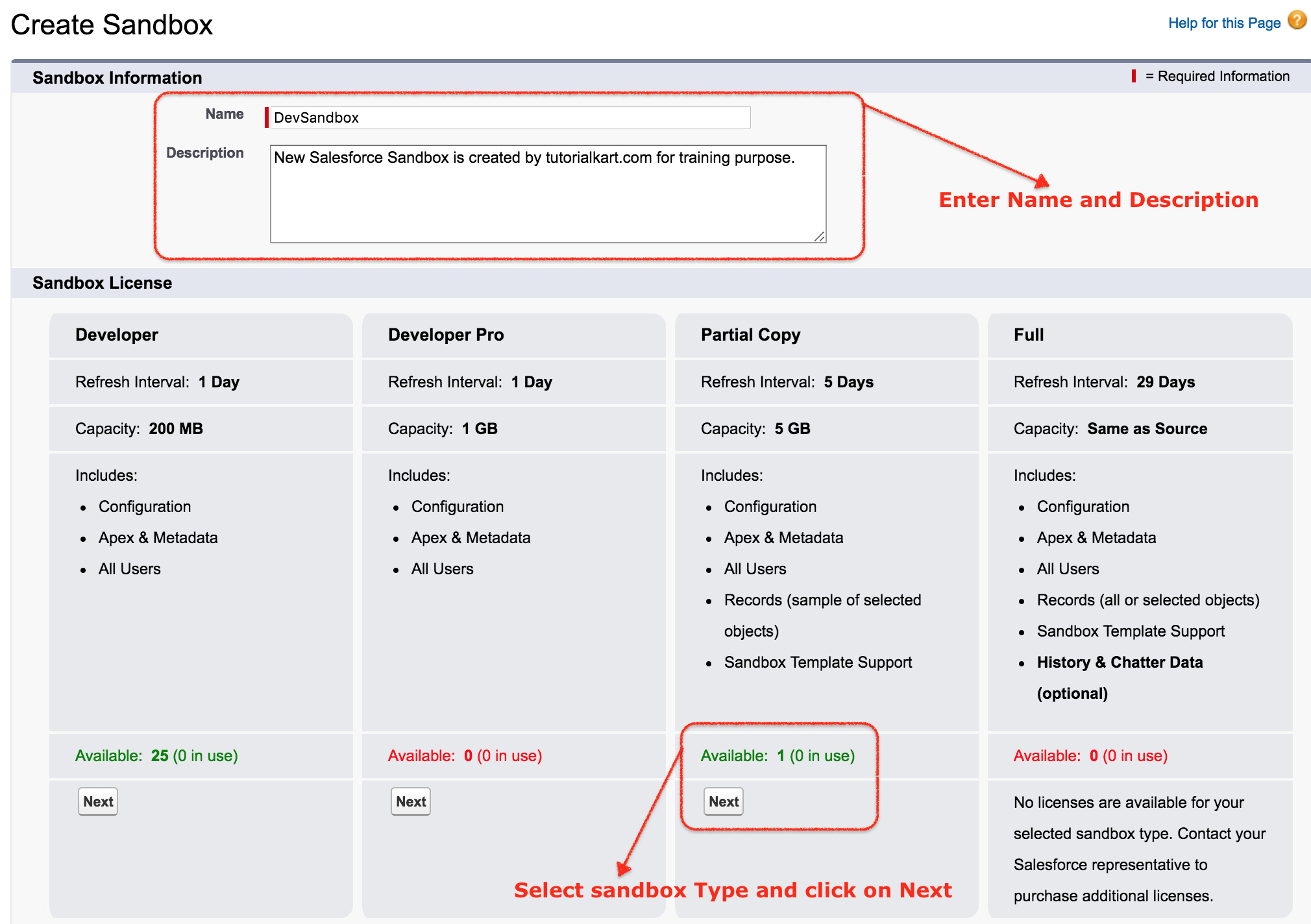 How to create Salesforce Sandbox