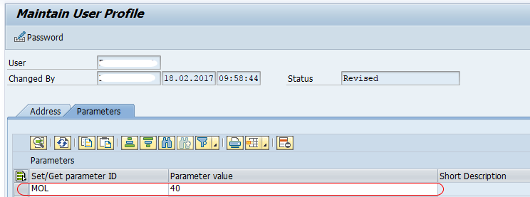 Maintain User Parameters in SAP HR