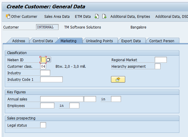 SAP Customer master record marketing