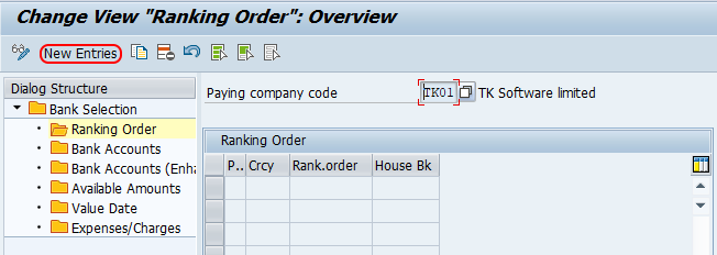 SAP bank determination rank order