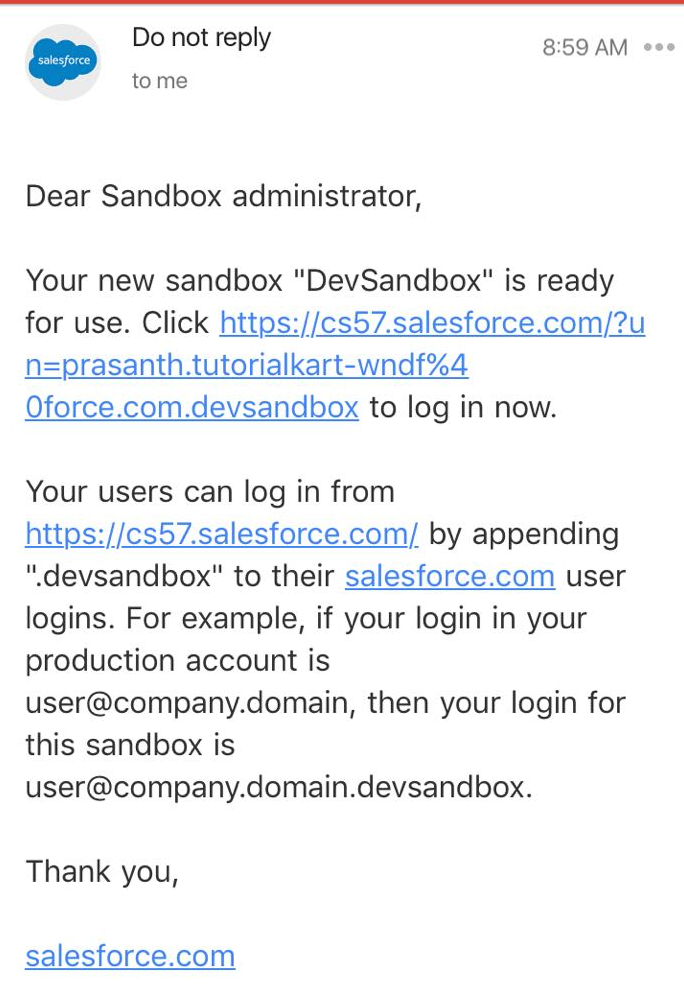 Salesforce sandbox login - test.salesforce.com