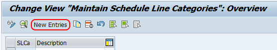 Schedule Line Category new entries