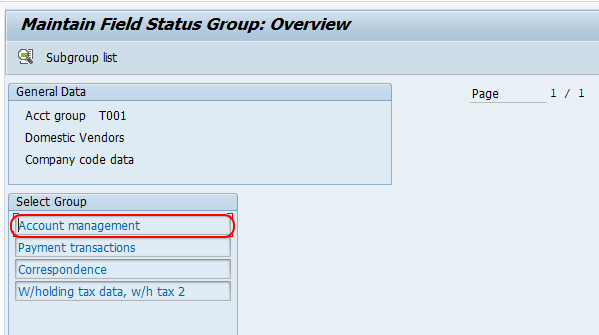 account management for vendor account groups