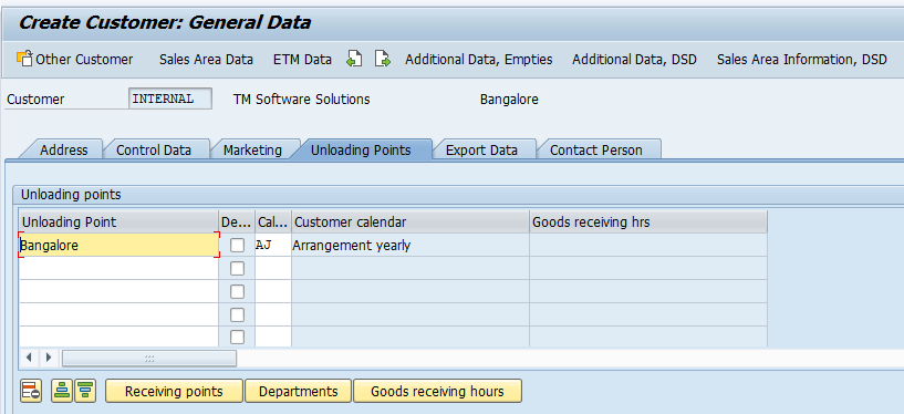 create customer master data unloading