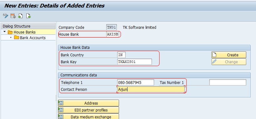 create house bank in sap fico