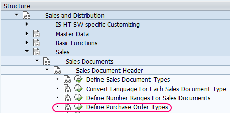 define purchase order types SAP path