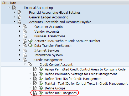 define risk categories SAP menu path