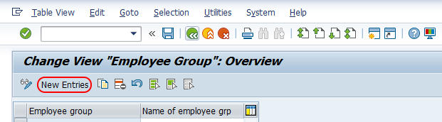 employee groups new entries in SAP