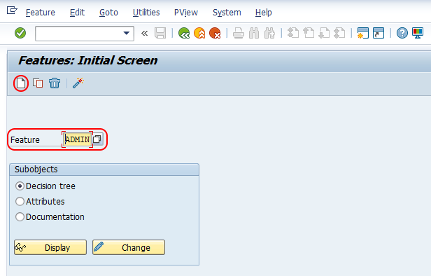 feature initial screen SAP
