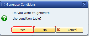 generate condition table in SAP