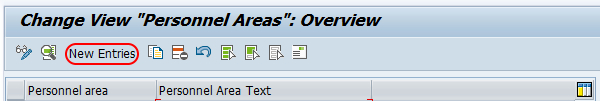 personnel areas new entries SAP
