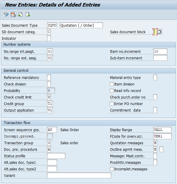 sales document type in SAP