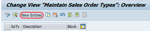 sales document types SAP new entries