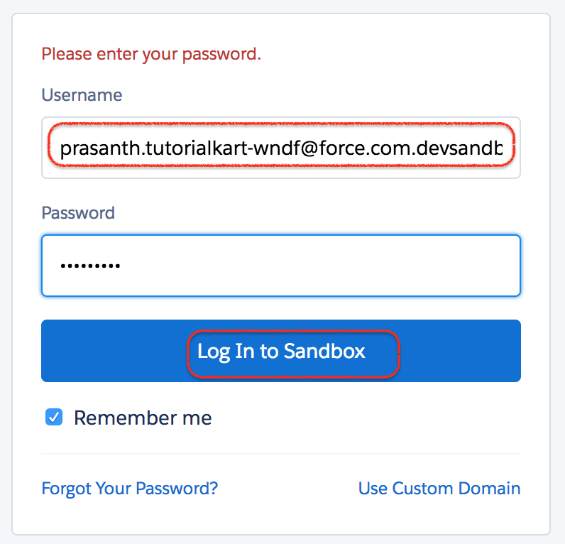 Salesforce sandbox login - test.salesforce.com