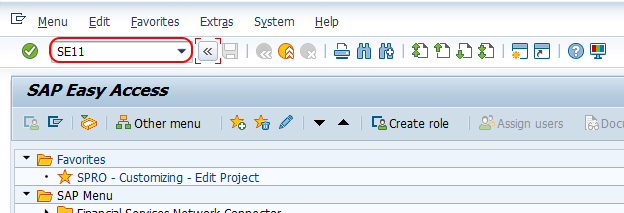 ABAP Workbench SE11 transaction code