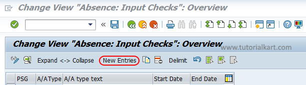 Absence types inputs SAP