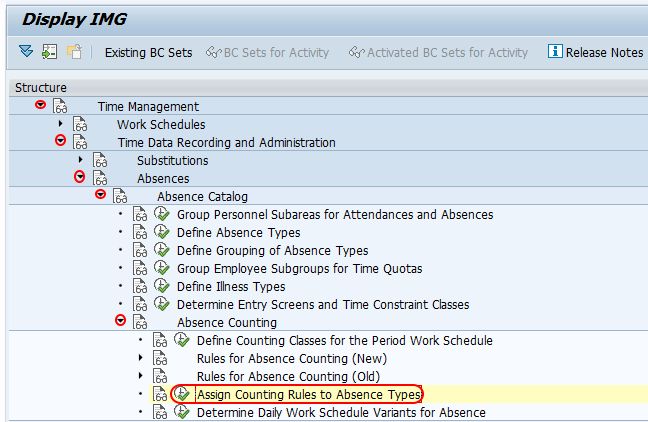 Assign counting rules to absence types